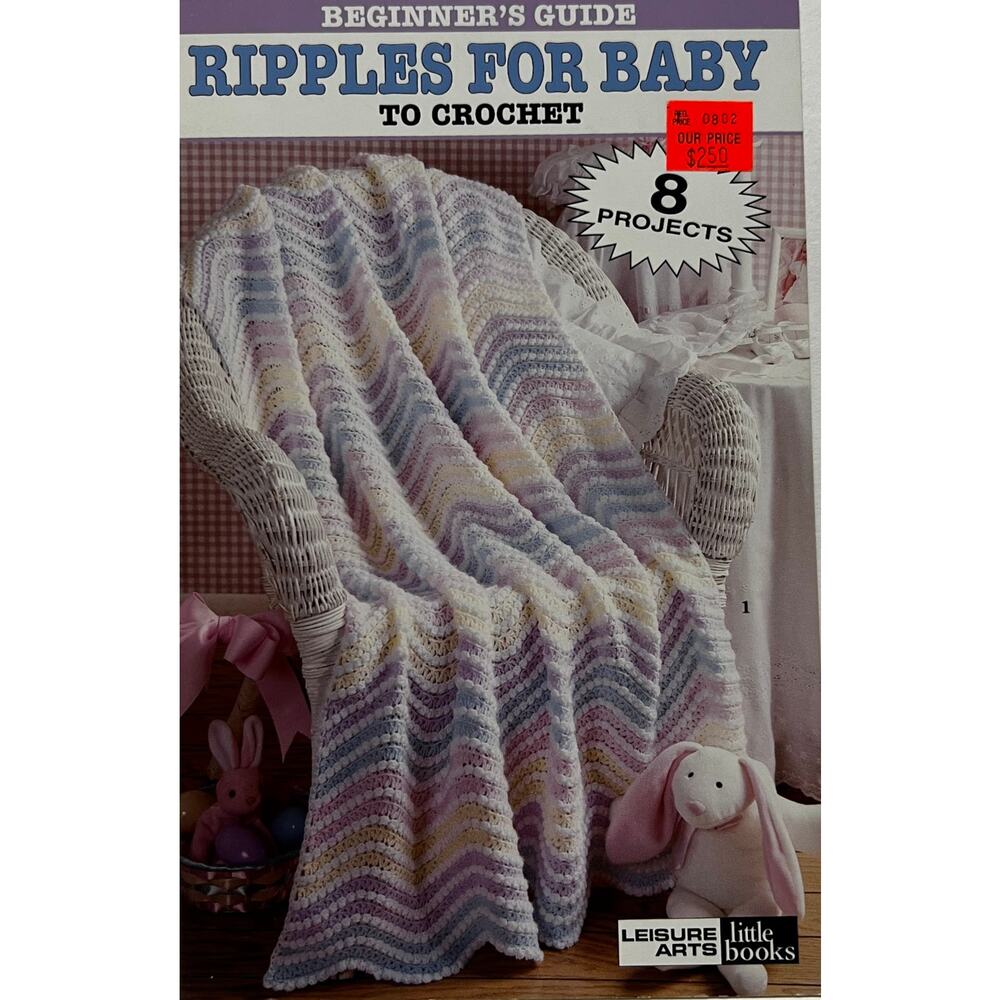 VTG Leisure Arts Crochet Booklet-Ripples Baby Crochet Beginners Guide 8 Projects